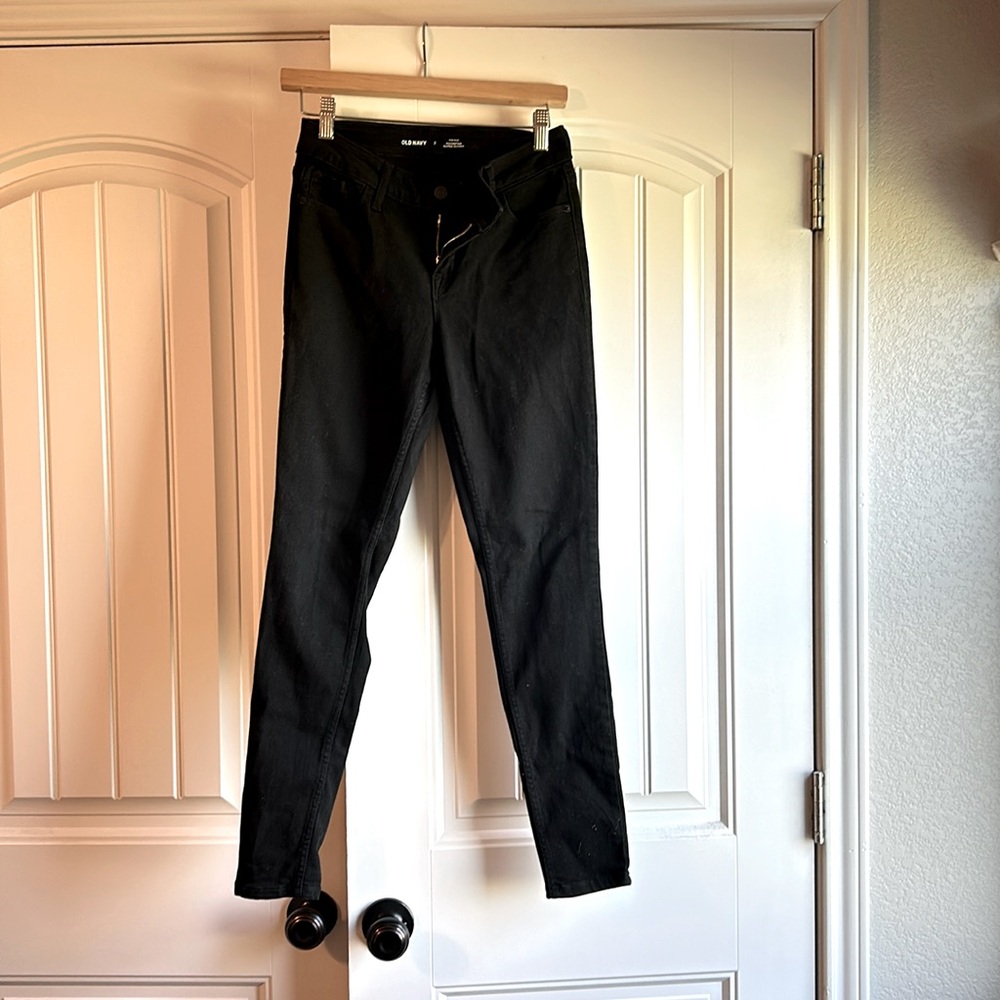 Old Navy rockstar midrise super skinny black denim jeans size 2
